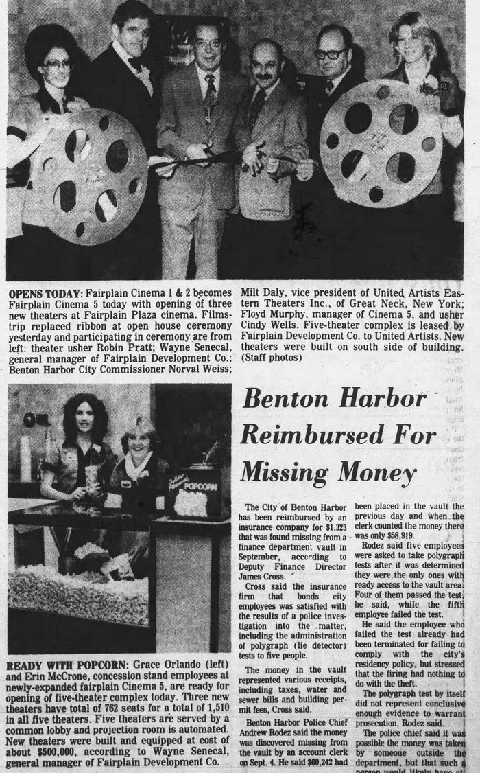 Fairplain Cinemas 5 - 1979 Article On Conversion To 5 Screens (newer photo)